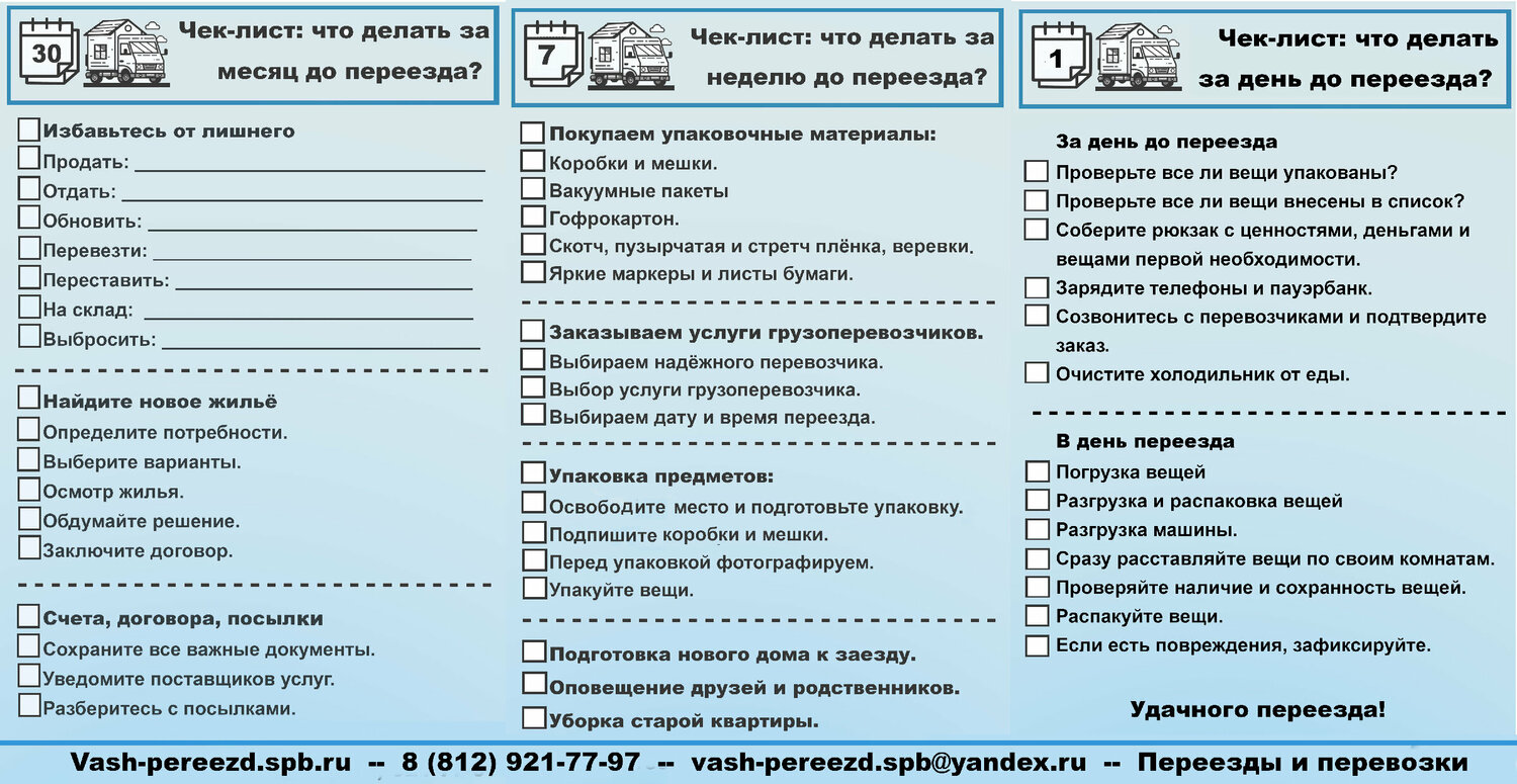 Чек-лист для переездов 